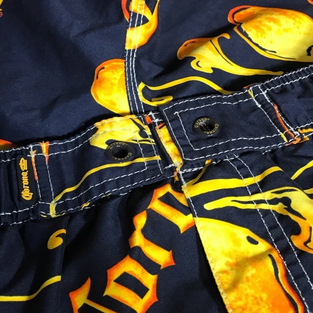 Corona Extra Mens Hawaiian Swim Board Shorts Unlined Size Medium Blue Yellow‎